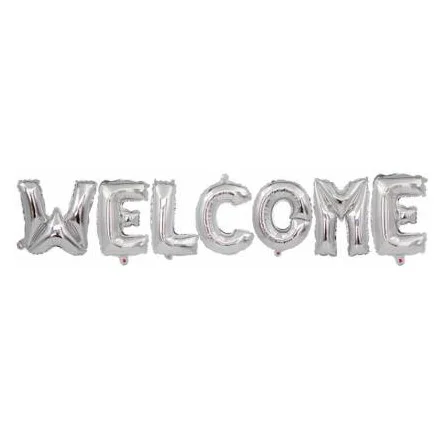 1 silver color welcome letter foil balloons for all type of original imafgrtfrkhsjzmy