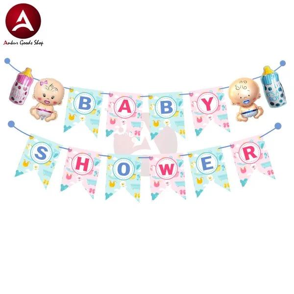 baby shower banner pink and blue